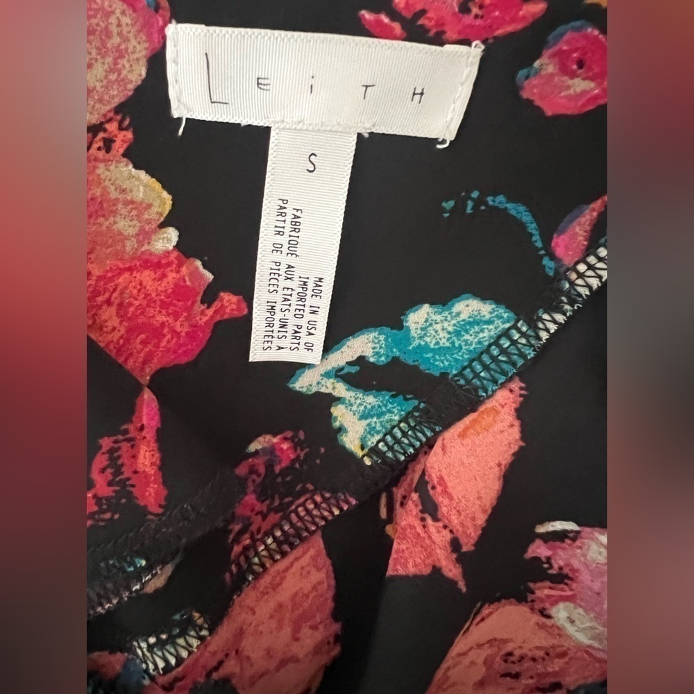 Nordstrom Leith dress Black Floral Print Long sleeve short casual - Picture 5 of 5
